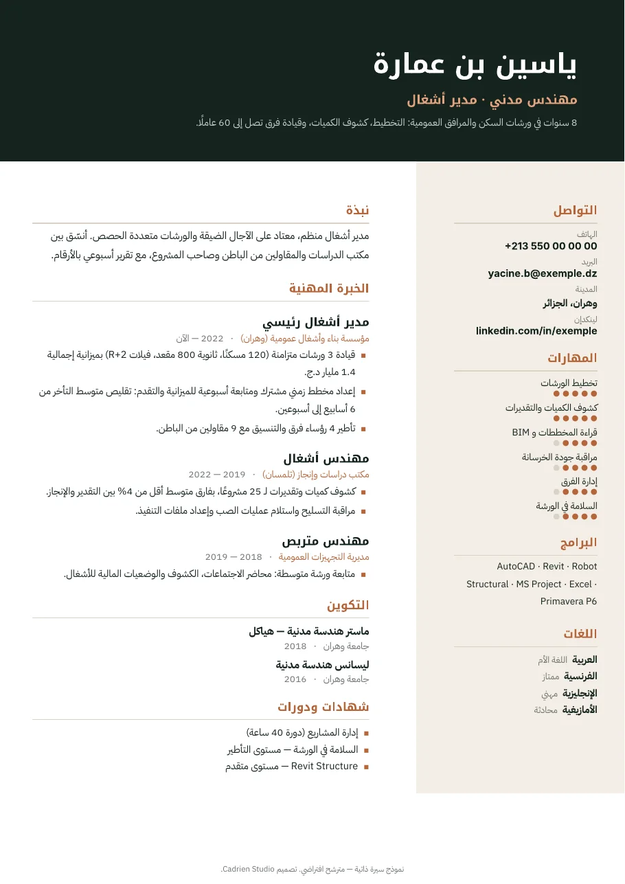 سيرة ذاتية بالعربية